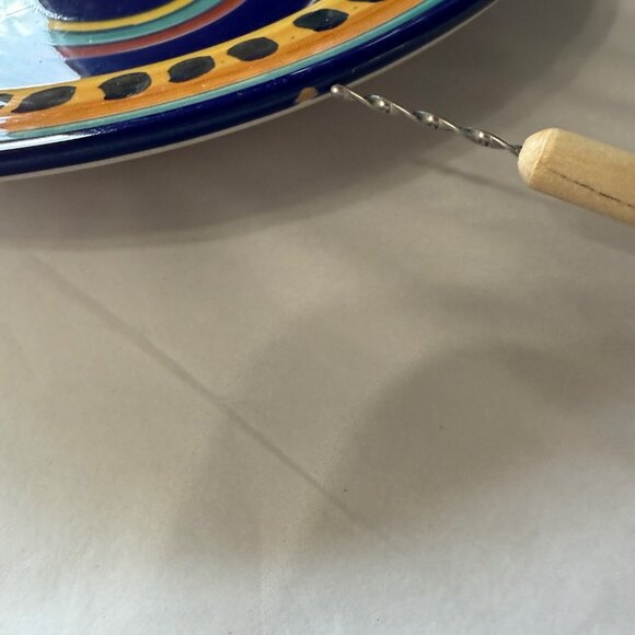 Handpainted Pier 1 Italian Swirl Earthenware Pasta Bowls 9.5" Set of 4 FLAWS - Picture 5 of 11